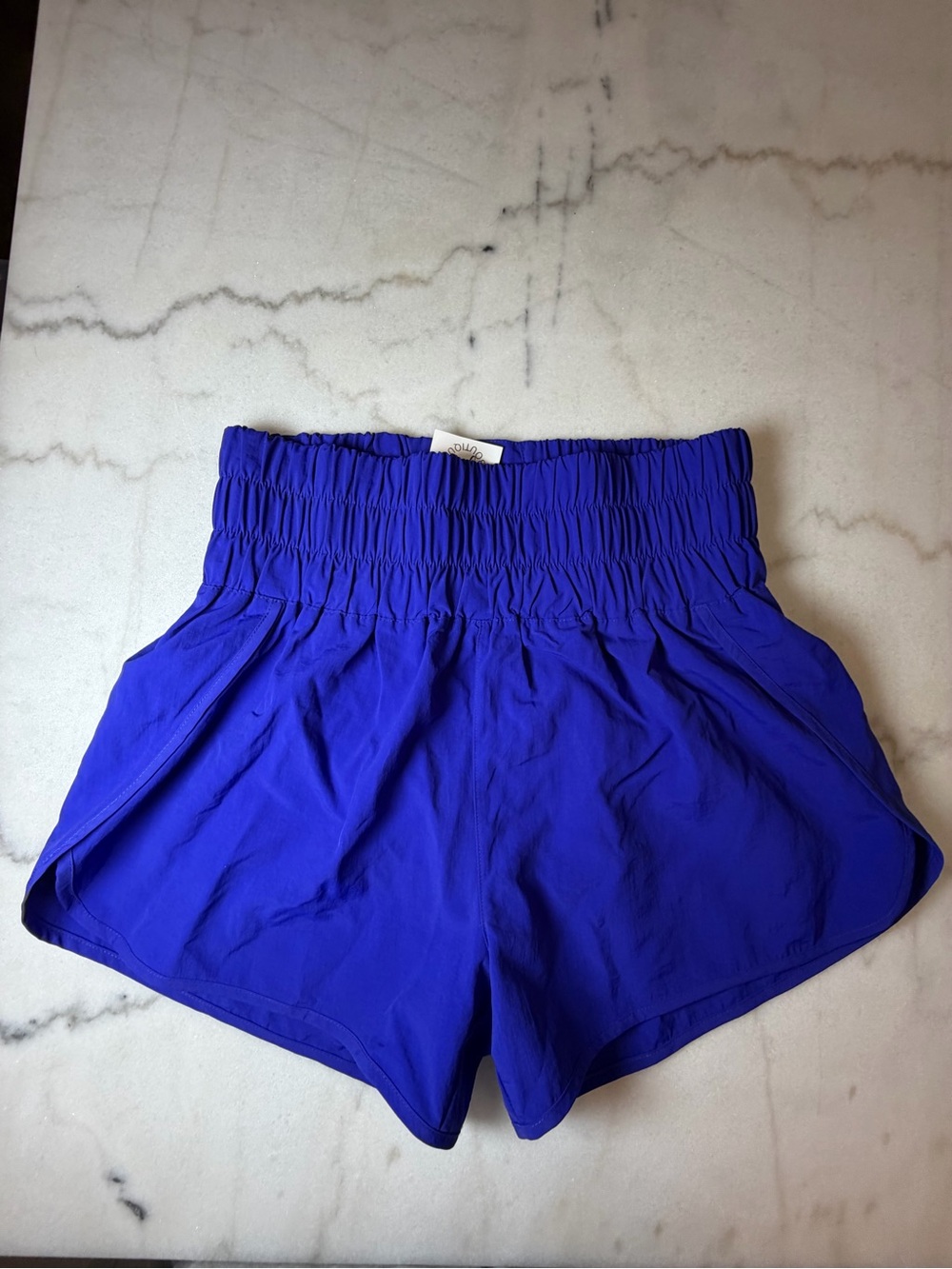 Smocked High-Waist Women's Shorts in Blue